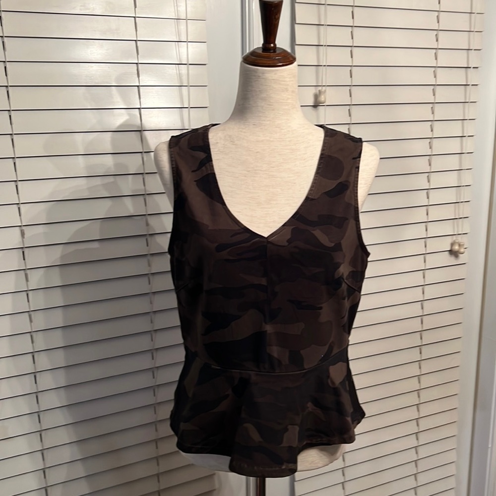 New York & Company Soho Jeans Camouflage Peplum Top